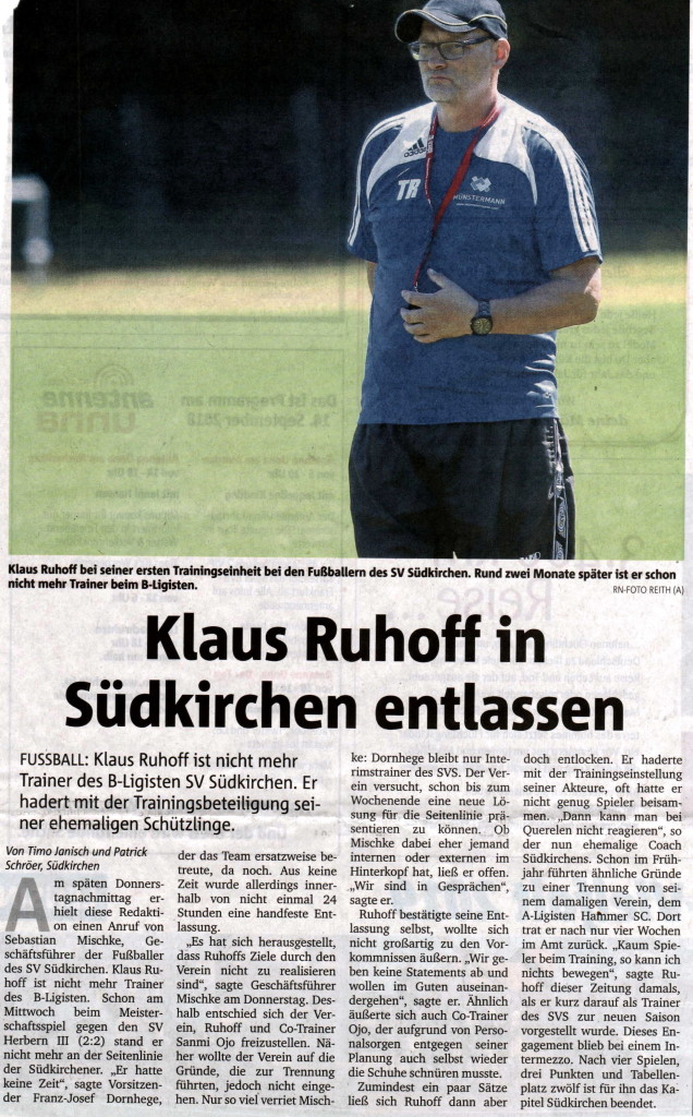 Ruhoff entlassen